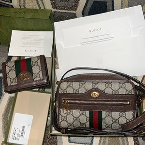 Ophidia GG Supreme mini bag and Ophidia GG card case wallet.